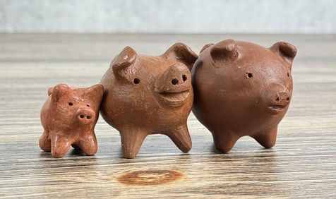 Santa Clara Pueblo Pottery Pig Family