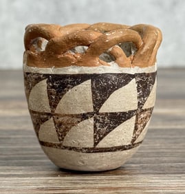 Acoma Pueblo Pottery Braided Rim Bowl