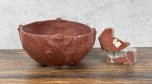 Antique Maricopa Pueblo Pottery Frog Effigy Bowl