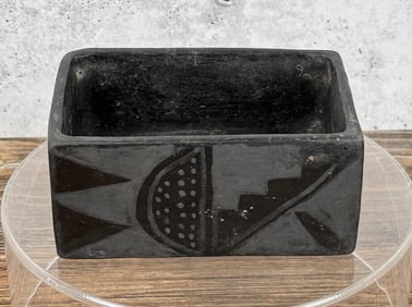 Signed Santa Clara Pueblo Pottery Cornmeal Box