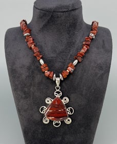 Sterling Silver Banded Jasper Necklace