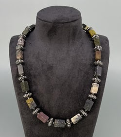 Navajo Sterling Silver Ocean Jasper Necklace