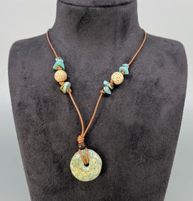 Chinese Turquoise Bi Necklace