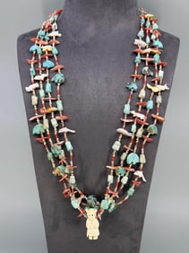 Zuni 4 Strand Heishi Fetish Necklace