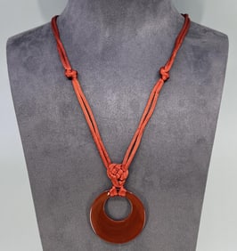 Chinese Carnelian Silk Necklace