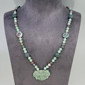 Chinese Multi Color Jade Necklace