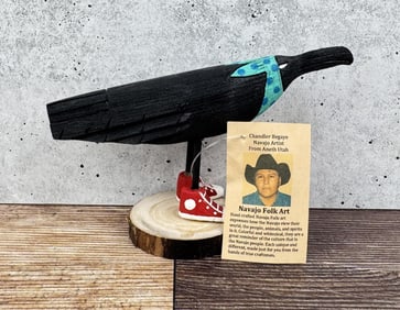 Chandler Begaye Navajo Folk Art Wood Carving Raven