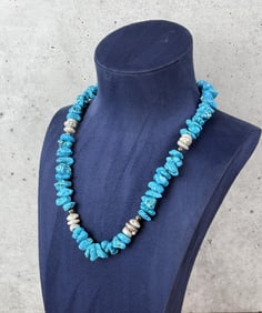 Navajo Blue Howlite Baroque Pearl Necklace