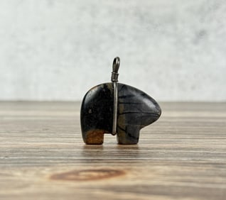Zuni Carved Bear Fetish Necklace Pendant