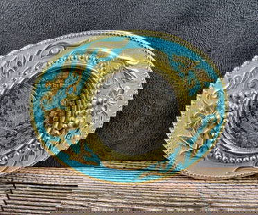 Morgan Silver Dollar Cowboy Belt Buckle: 3 3/8" long.