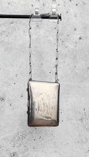 Art Deco Sterling Silver Flapper Clutch Purse: 3 5/8" by 2 7/8" by 5/8". 97.9 grams.