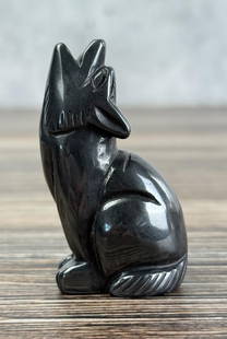 Alaskan Inuit Eskimo Carved Howling Wolf: 2 1/4" by 1 3/8" by 1"