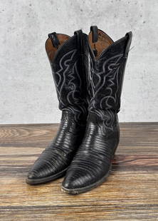 Vintage Lizard Skin Toe Cowboy Boots: Size 7 1/2 D