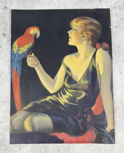 Art Deco Pin Up Girl Print Bradshaw Crandell: Title is Making Friends. 9" by 12"