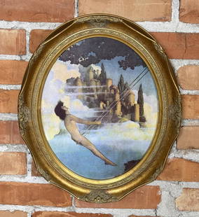 Maxfield Parrish Dinky Bird Print: 17 1/4" by 14 1/4" framed.