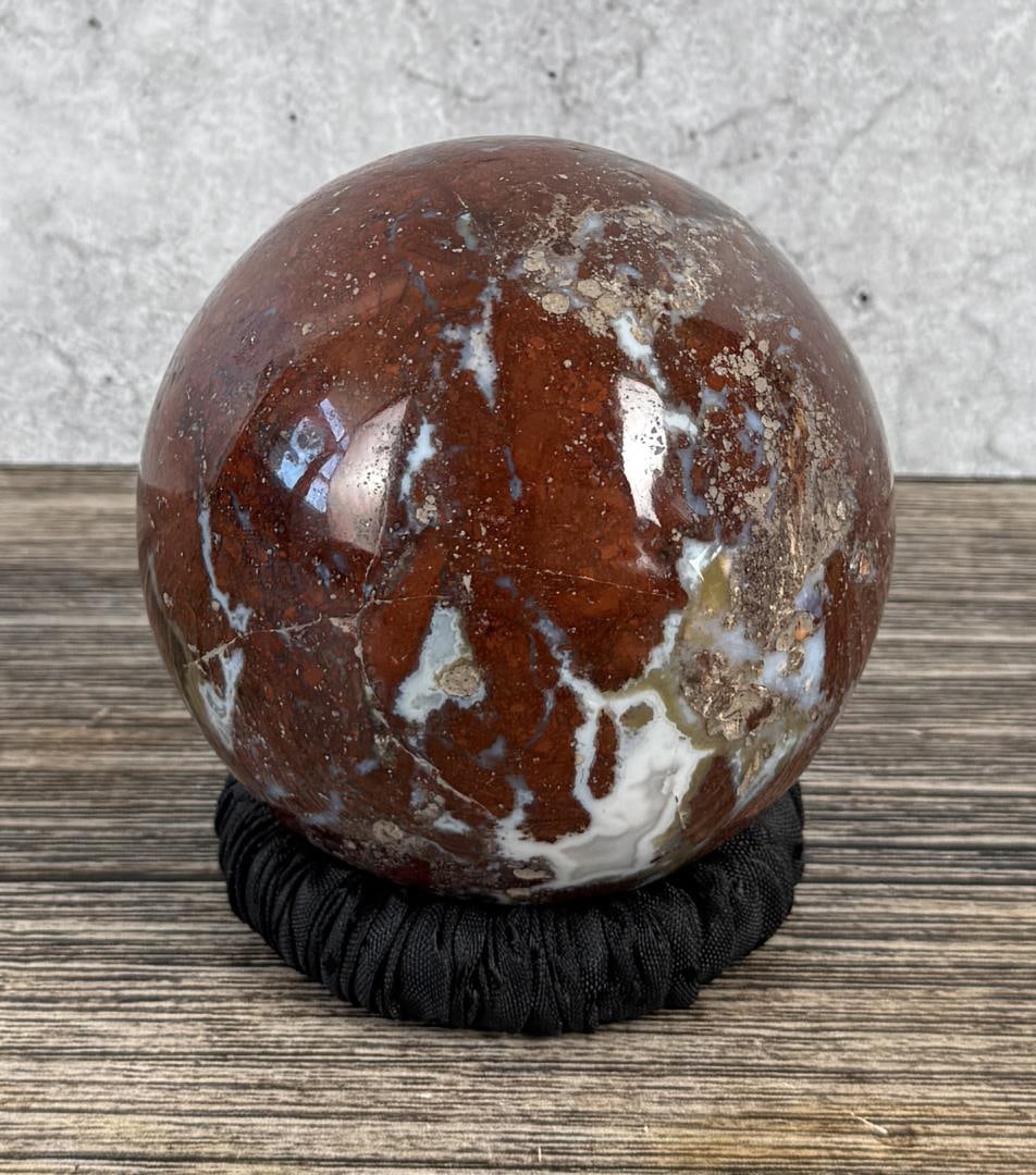 Red Jasper Agate Sphere: 3 1/4" diameter.