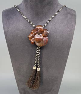 Tim Cherry 2012 Prix de West Bronze Bolo Tie: 21" long. Tim Cherry (Born 1965) is active/lives in Missouri, Colorado, Alberta / Canada. Tim Cherry is known for Abstract wildlife and fish sculpture. A wildlife sculptor who depicts anatomy of anima