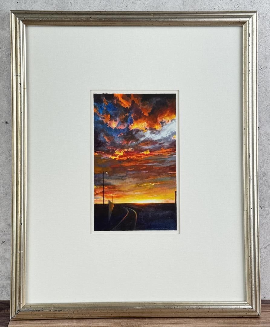 Stan Miller Railroad Yard Sunset Painting (1 of 6)