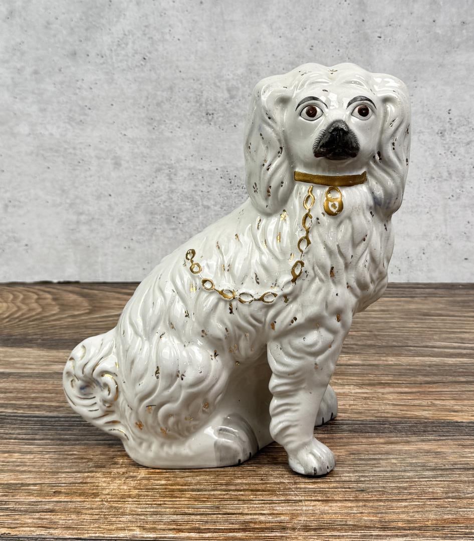 Antique Staffordshire Dog: 12" by 10 5/8" by 4 3/4"