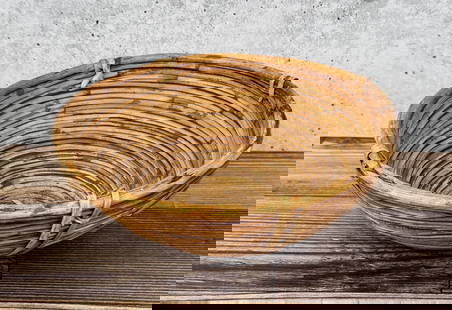 Farmhouse Wicker Pencil Reed Basket: 7" diameter, 2 7/8" tall.