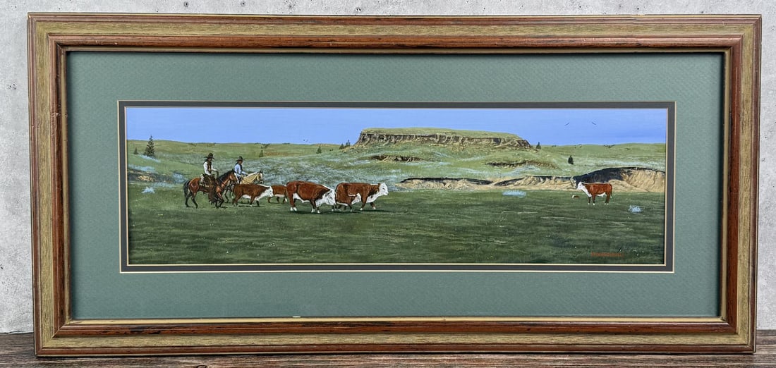 David Studebaker Cattle Drive Gouache Painting (1 of 6)