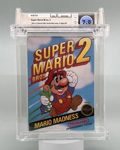 NES Nintendo Super Mario Bros 2 CIB Video Game: WATA Certified 7.0 condition. WATA case is damaged, needs to be reholdered.