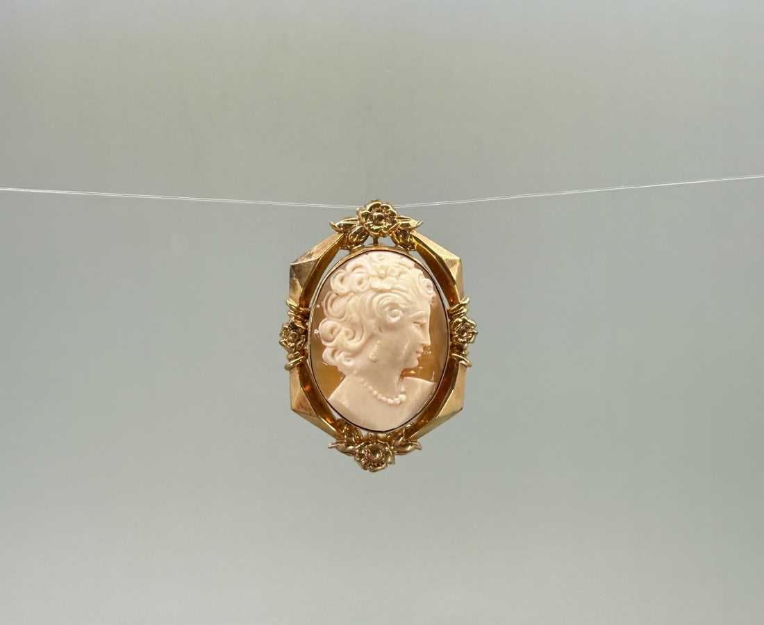 Victorian Shell Cameo Brooch 12k GF (1 of 4)