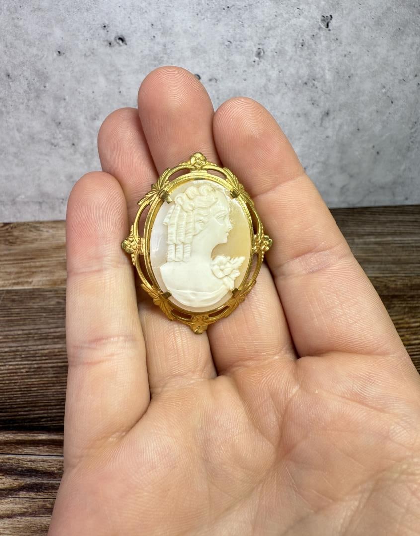Victorian Shell Cameo Brooch (1 of 3)