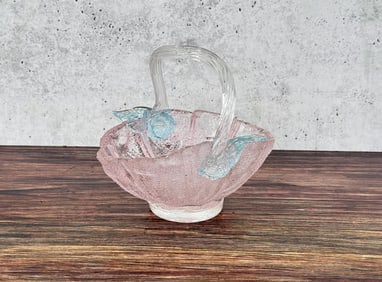 Nicolas Lutz Hand Blown Art Glass Basket