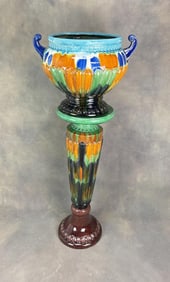 Majolica Jardiniere & Pedestal