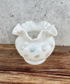 Fenton Glass French Coin Dot Opalescent Vase