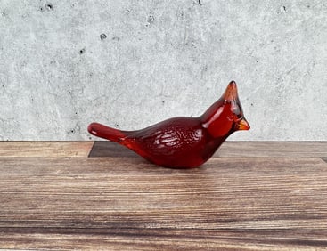 Fenton Glass Cardinal Bird Paperweight
