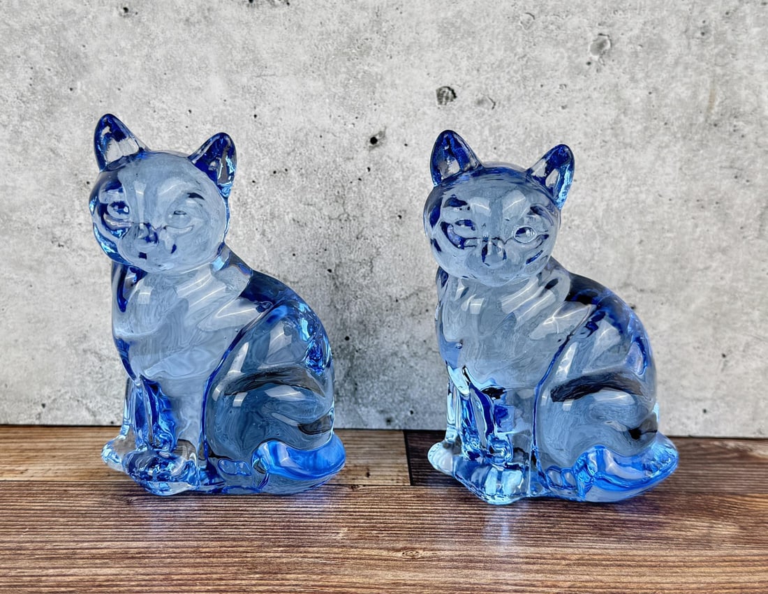 Fenton Glass Cat Paperewieights: Two total. 3 5/8" tall.