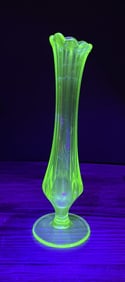 Fenton Uranium Glass Swung Bud Vase