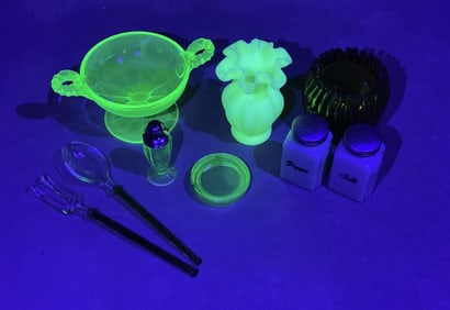 Group Of Depression Uranium Glass