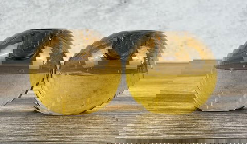Amber Art Glass Candlesticks