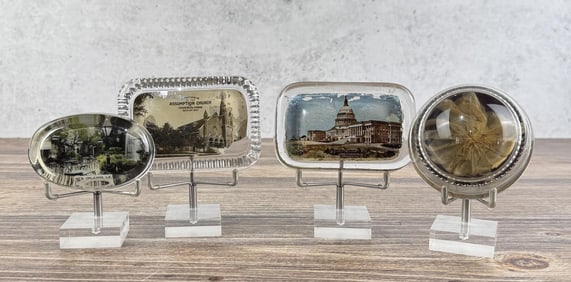 Group Of Glass Souvenir Paperweights