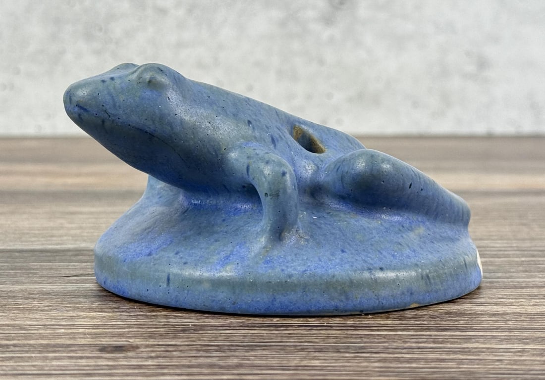 Fulper Pottery Flower Frog: 2 1/4" tall by 4 1/4" in diameter. Repaired as shown.