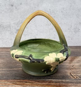Roseville Style Pottery Basket