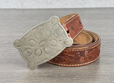 Vintage Justin Cowboy Belt and Buckle