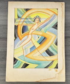 Anita Johnson Art Deco Watercolor Painting