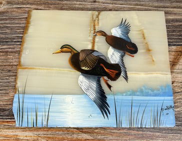 Painting of Ducks on Onyx