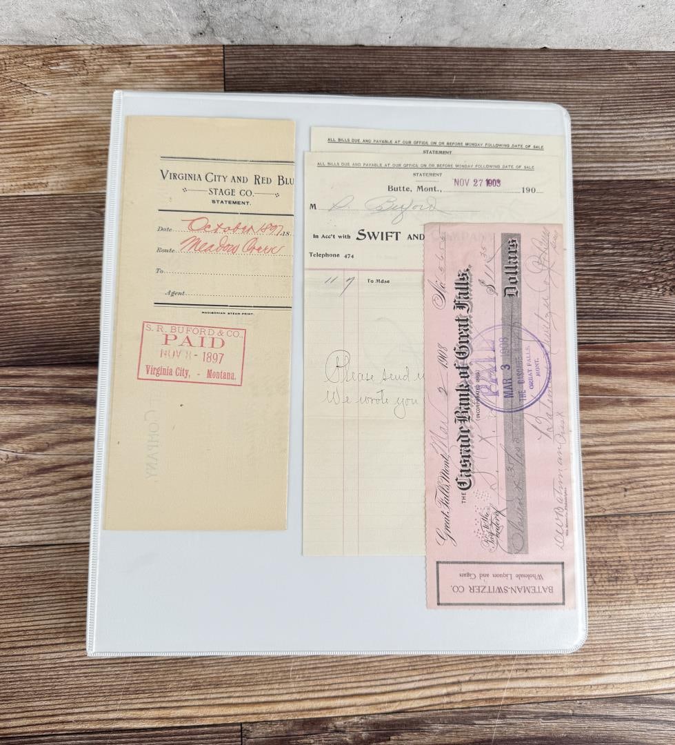 Binder of Antique Historic Montana Paper Ephemera: 27 Pages.
