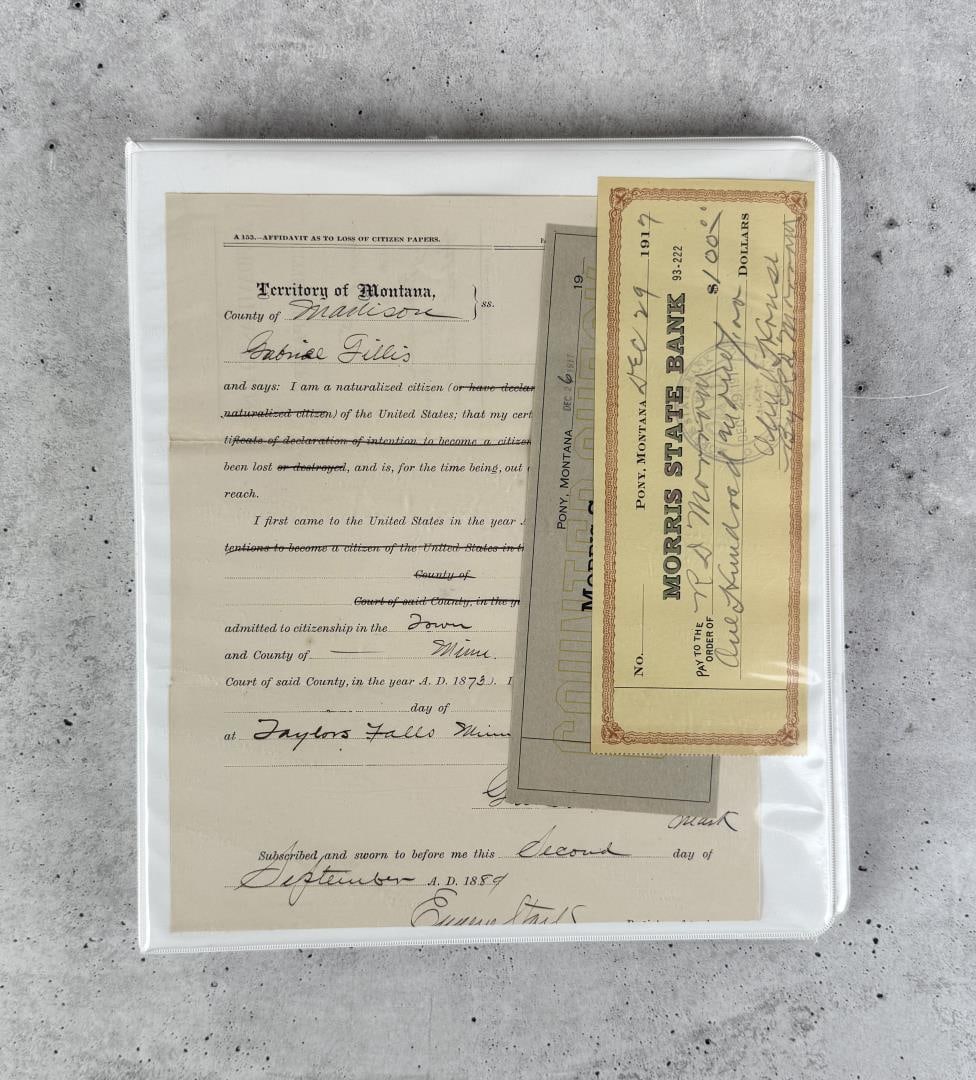 Binder of Antique Historic Montana Paper Ephemera: 29 pages.
