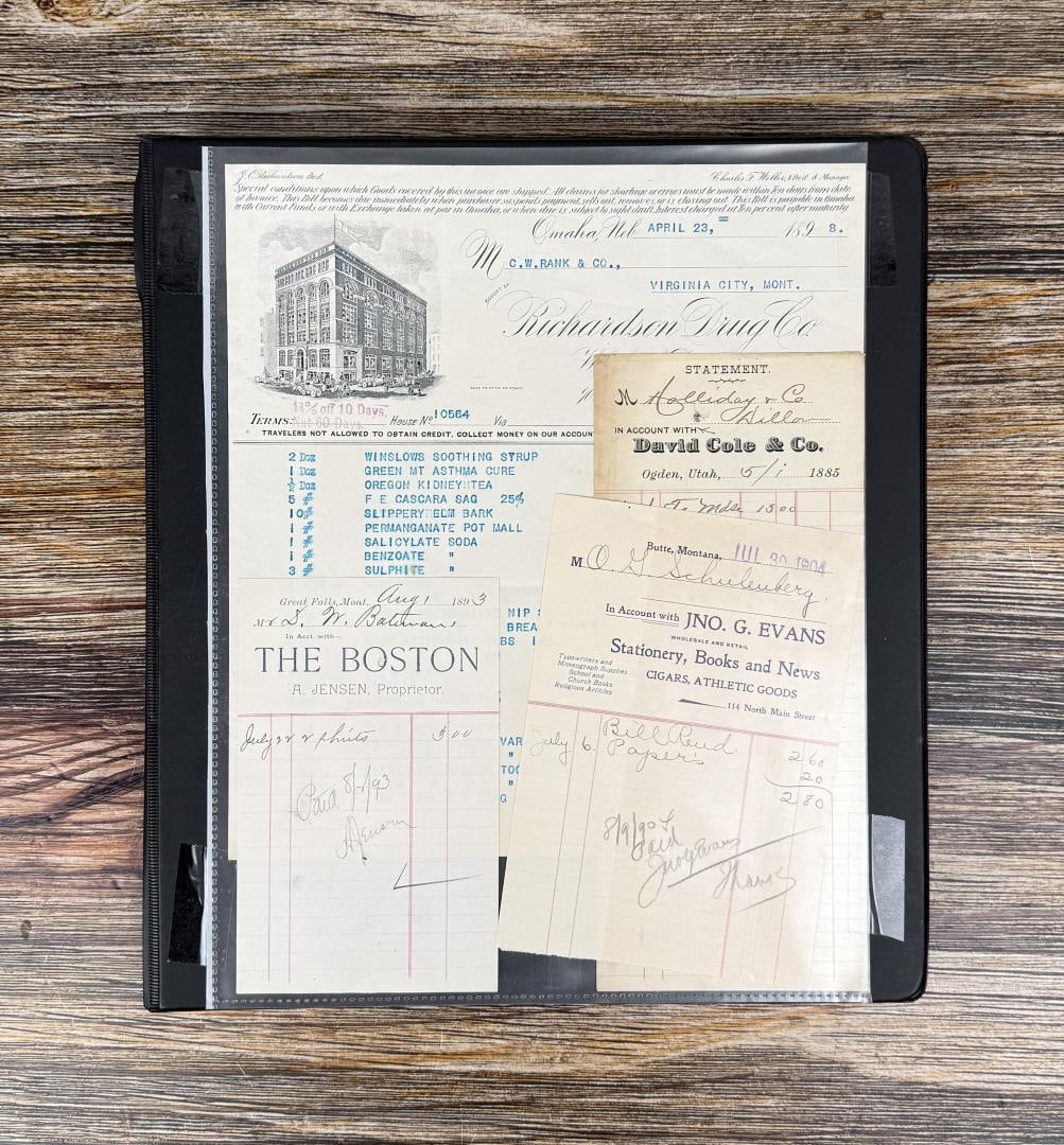 Binder of Antique Historic Montana Paper Ephemera: 54 pages.
