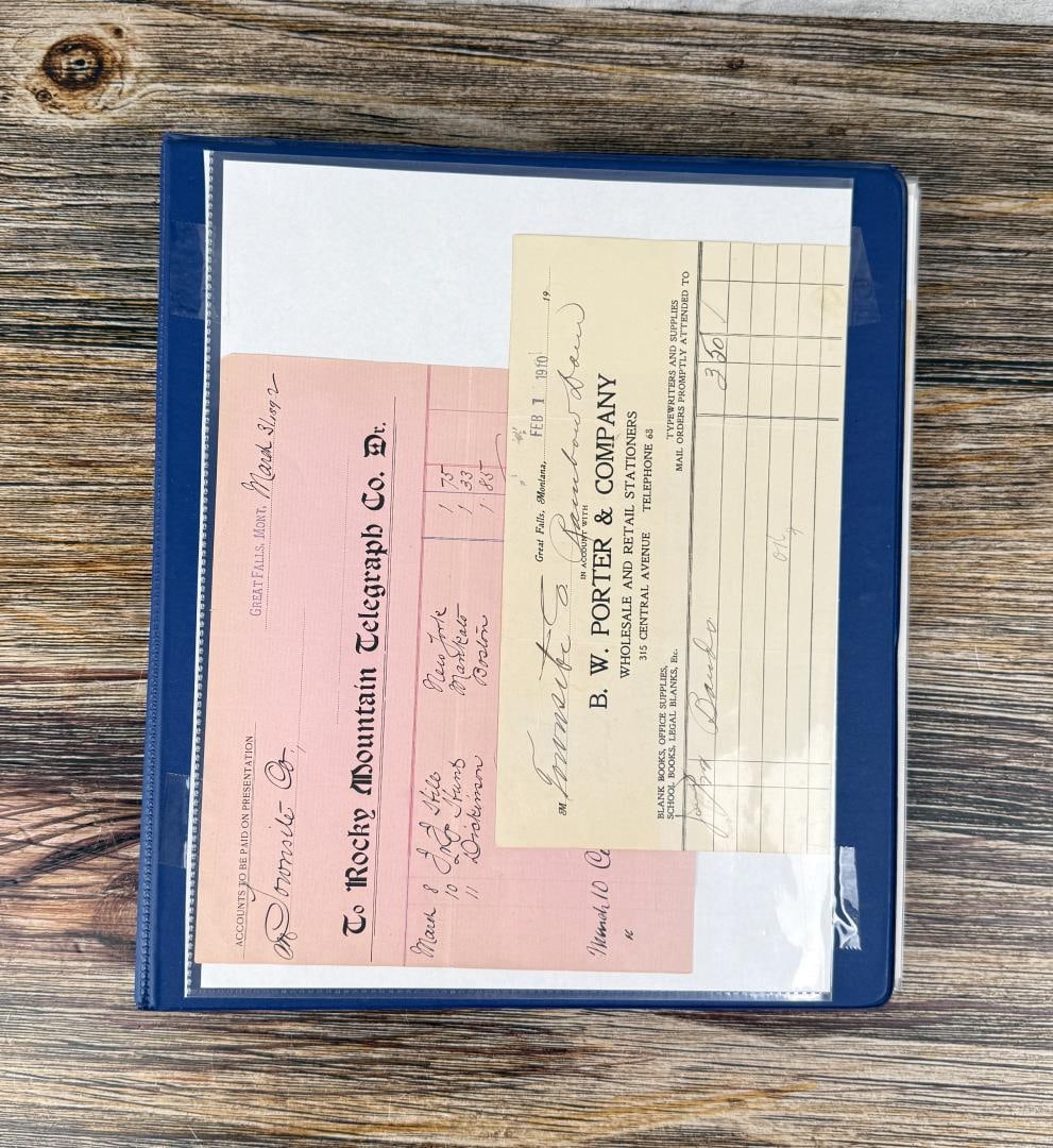 Binder of Antique Historic Montana Paper Ephemera: 35 Pages.