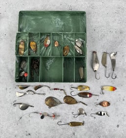 Collection of Fishing Lures in Box