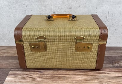Vintage Tweed Luggage Travel Case