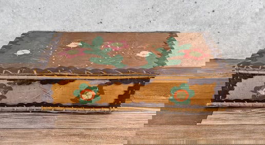 Ojibwe Indian Birch Bark Storage Box