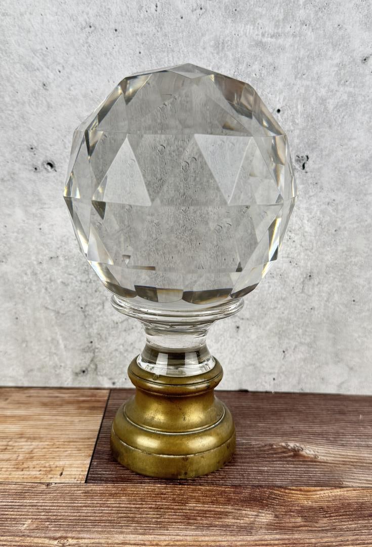 Faceted Crystal Newel Post Finial: 6 5/8" tall by 3 3/4" in diameter